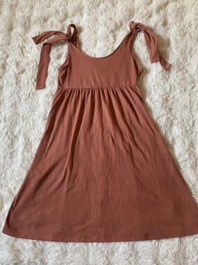 wild fable Girls Rust Tie-Shoulder Sundress